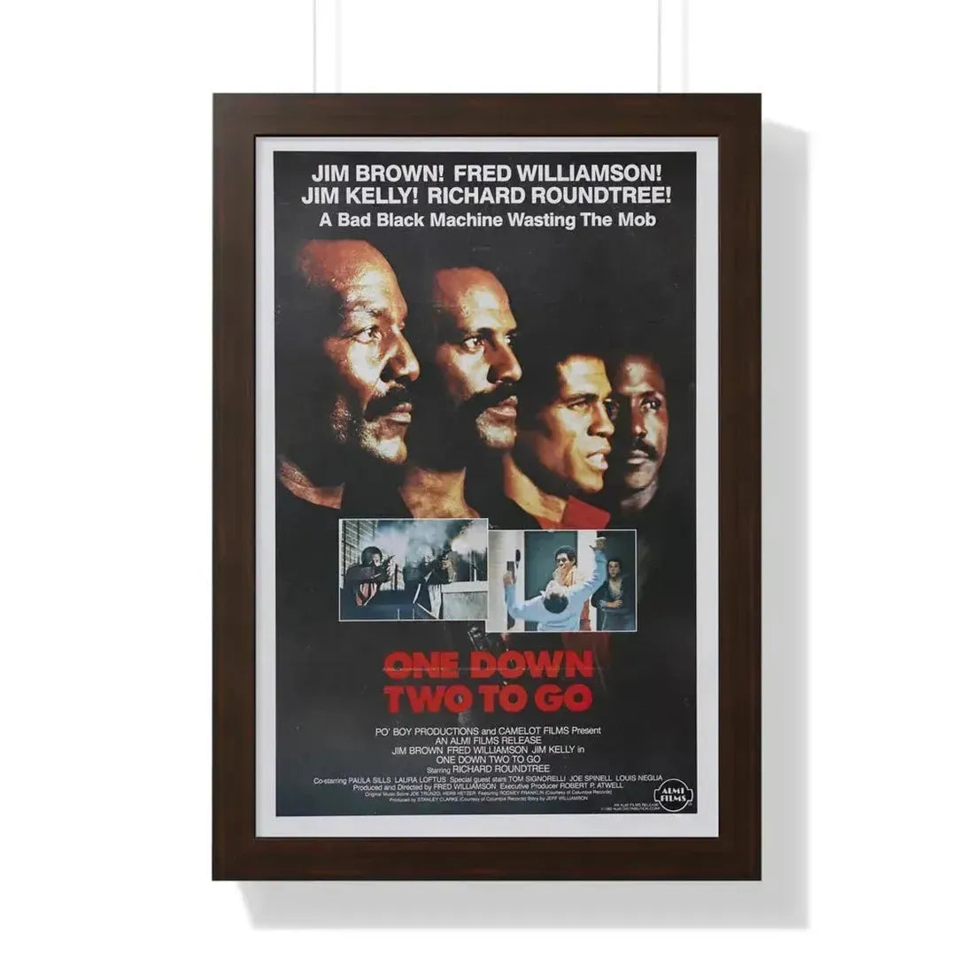 ONE DOWN, TWO TO GO 1982 - Framed Movie Poster 16″ x 24″ Walnut - The Sticker Space