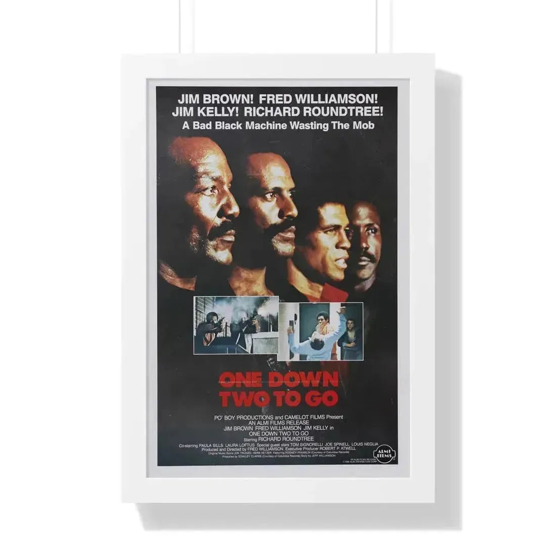 ONE DOWN, TWO TO GO 1982 - Framed Movie Poster 16″ x 24″ White - The Sticker Space