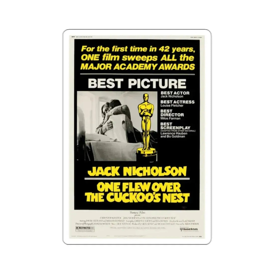 One Flew Over the Cuckoo's Nest 1975 2 STICKER Vinyl Die-Cut Decal 2 Inch - The Sticker Space
