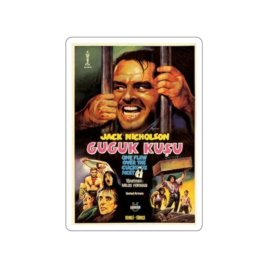 ONE FLEW OVER THE CUCKOO'S NEST (TURKISH) 1975 Movie Poster STICKER Vinyl Die-Cut Decal - The Sticker Space