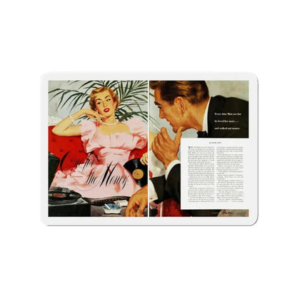 One for the Money, Ladies' Home Journal, January 1951 (Magazine Illustration) Refrigerator Magnet - The Sticker Space
