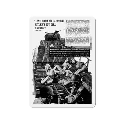 One Hour To Sabotage Hitler's Joy Girl Express, Real Men, December 1969 (Magazine Illustration) Refrigerator Magnet - The Sticker Space