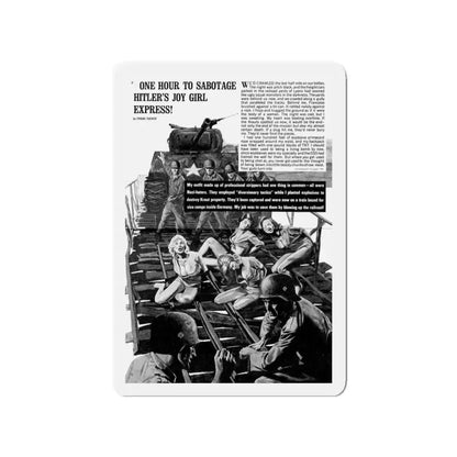 One Hour To Sabotage Hitler's Joy Girl Express, Real Men, December 1969 (Magazine Illustration) Refrigerator Magnet - The Sticker Space