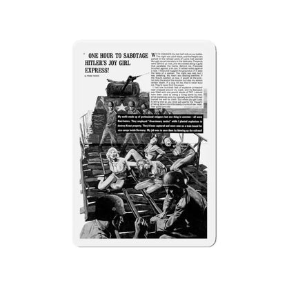 One Hour To Sabotage Hitler's Joy Girl Express, Real Men, December 1969 (Magazine Illustration) Refrigerator Magnet - The Sticker Space