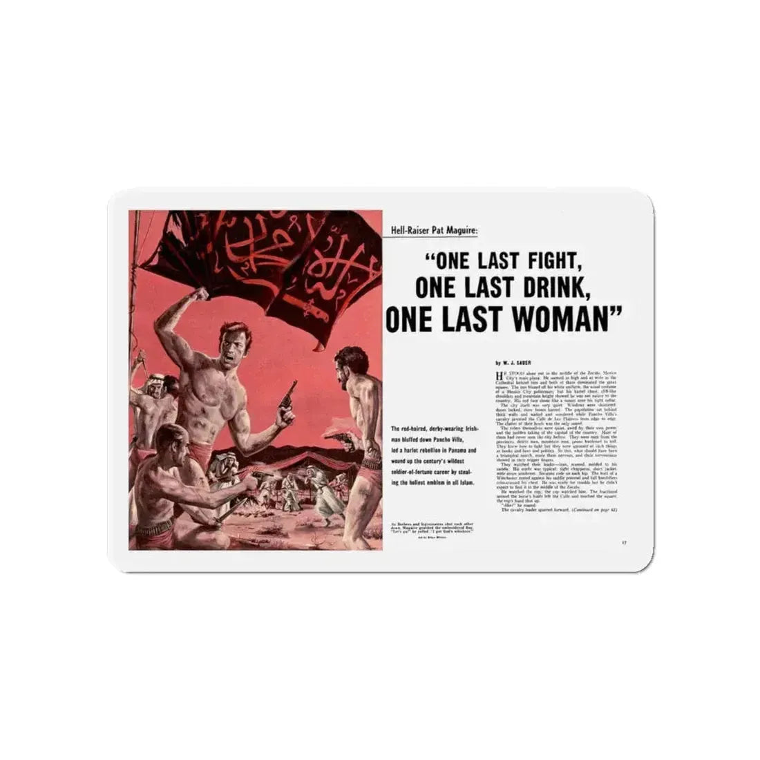 One Last Fight, One Last Drink, One Last Woman, Stag, July, 1960 (Magazine Illustration) Refrigerator Magnet 4 Inch - The Sticker Space