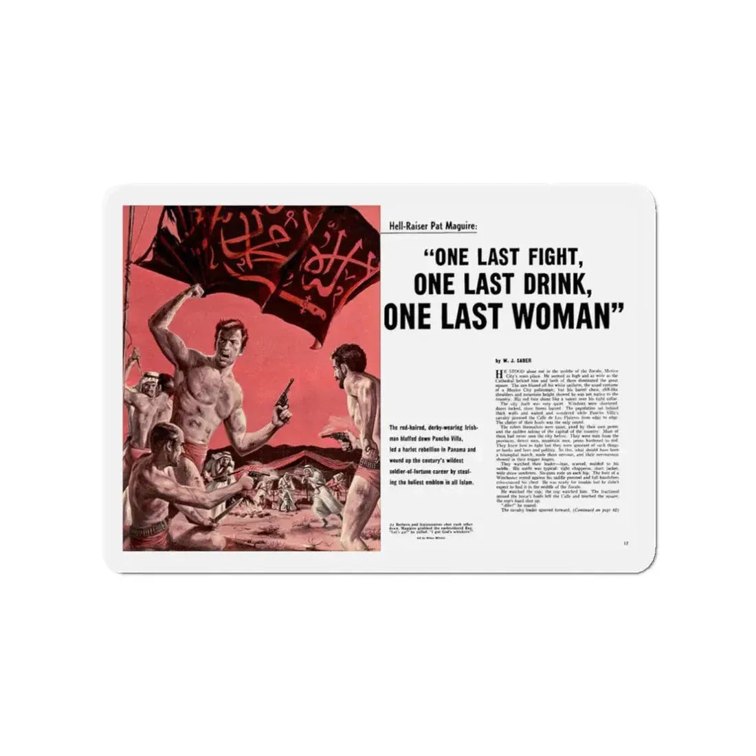 One Last Fight, One Last Drink, One Last Woman, Stag, July, 1960 (Magazine Illustration) Refrigerator Magnet - The Sticker Space