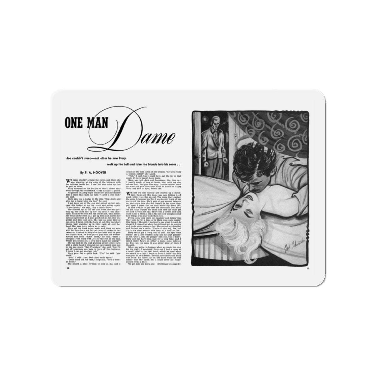 One Man Dame, Man To Man, April 1952 (Magazine Illustration) Refrigerator Magnet-3" x 3"-The Sticker Space