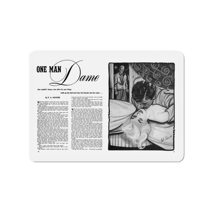 One Man Dame, Man To Man, April 1952 (Magazine Illustration) Refrigerator Magnet-3" x 3"-The Sticker Space