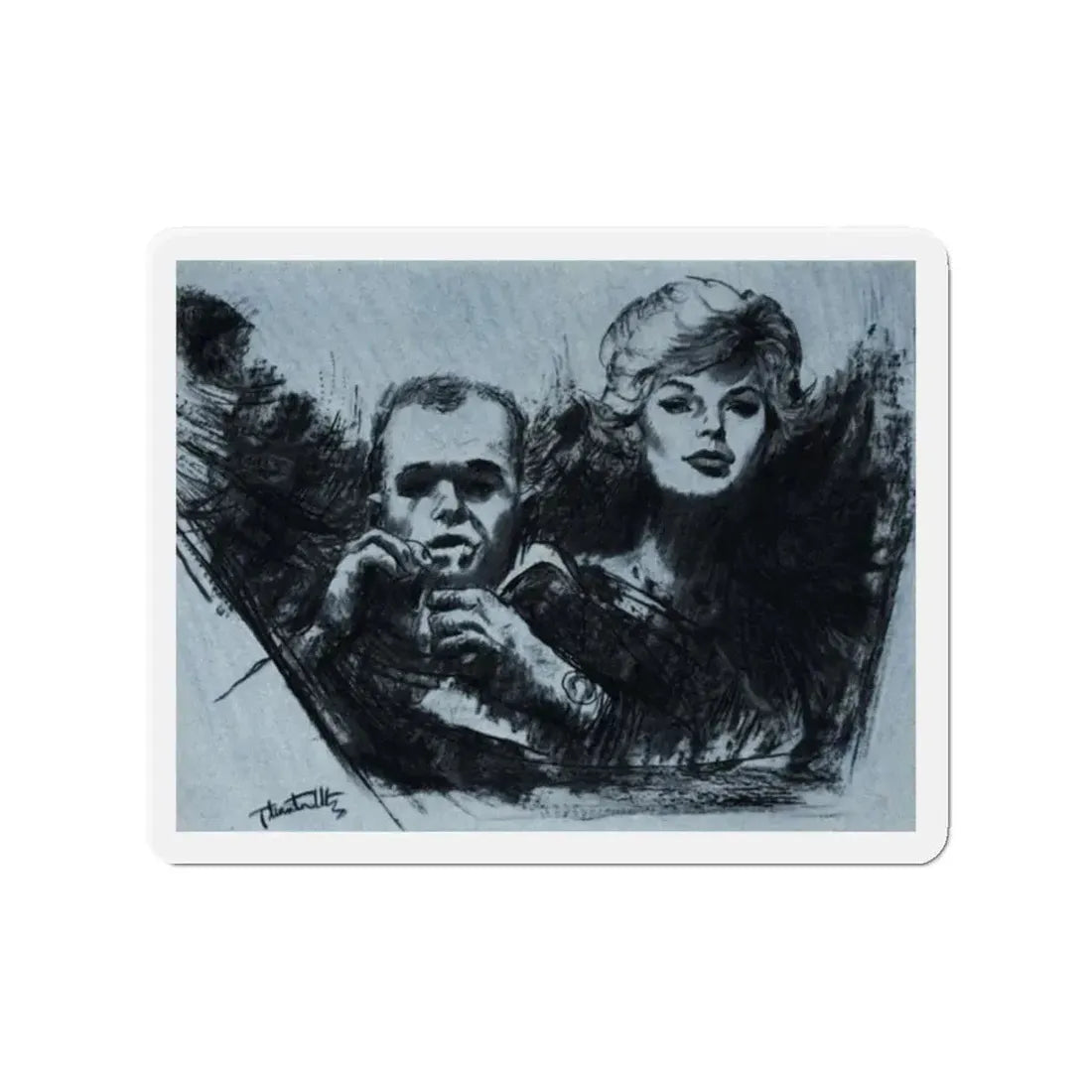 One Monday We Killed Them All (2), Cosmopolitan, November 1961 (Magazine Illustration) Refrigerator Magnet 2 Inch - The Sticker Space