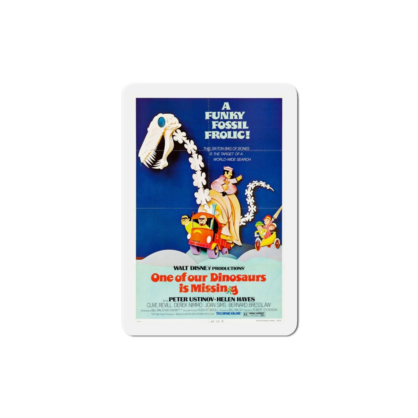 One of Our Dinosaurs Is Missing 1975 Movie Poster Die-Cut Magnet-4 Inch-The Sticker Space