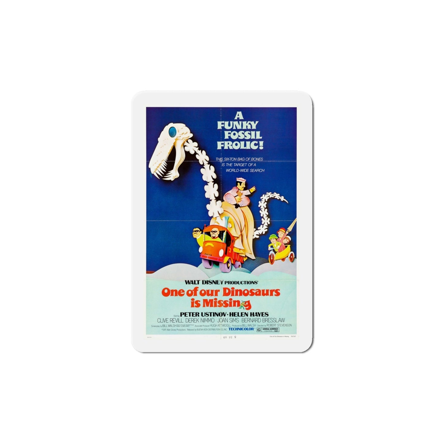 One of Our Dinosaurs Is Missing 1975 Movie Poster Die-Cut Magnet-6 Inch-The Sticker Space