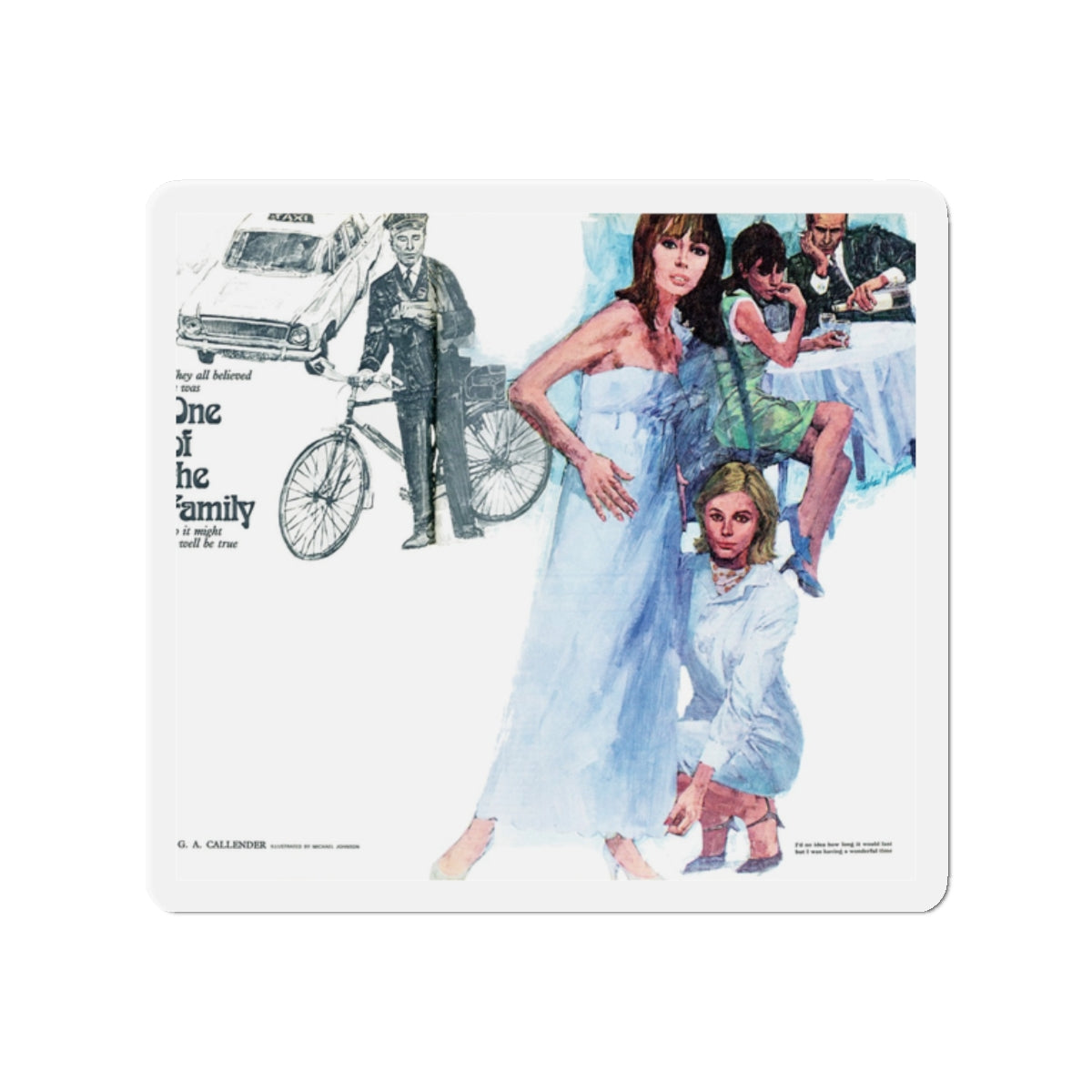 One of the Family by G. A. Callender (Magazine Illustration) Refrigerator Magnet-2" x 2"-The Sticker Space