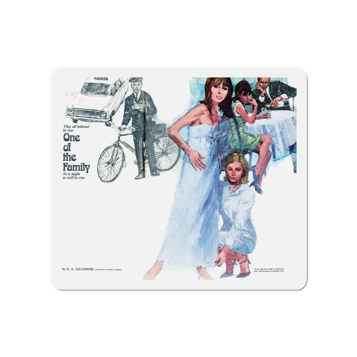 One of the Family by G. A. Callender (Magazine Illustration) Refrigerator Magnet-4" x 4"-The Sticker Space