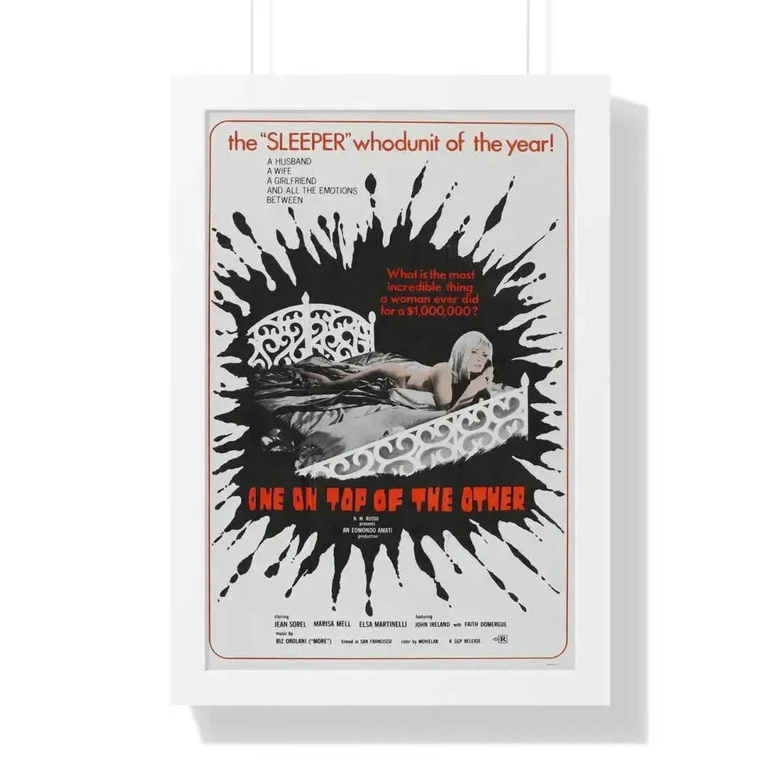 ONE ON TOP OF THE OTHER 1969 - Framed Movie Poster 16″ x 24″ White - The Sticker Space