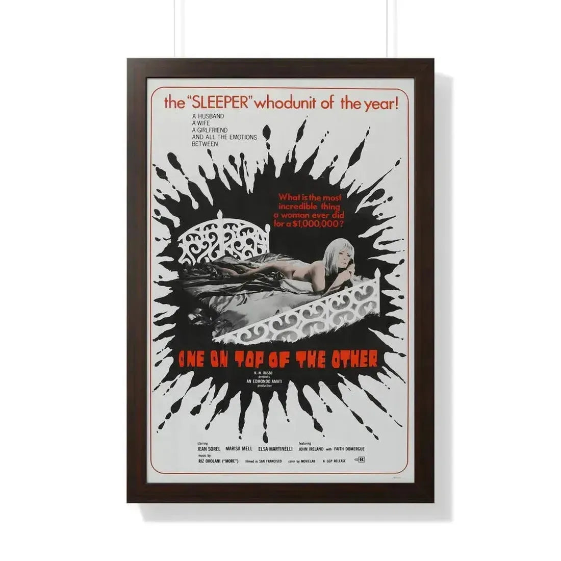 ONE ON TOP OF THE OTHER 1969 - Framed Movie Poster 20" x 30" Walnut - The Sticker Space