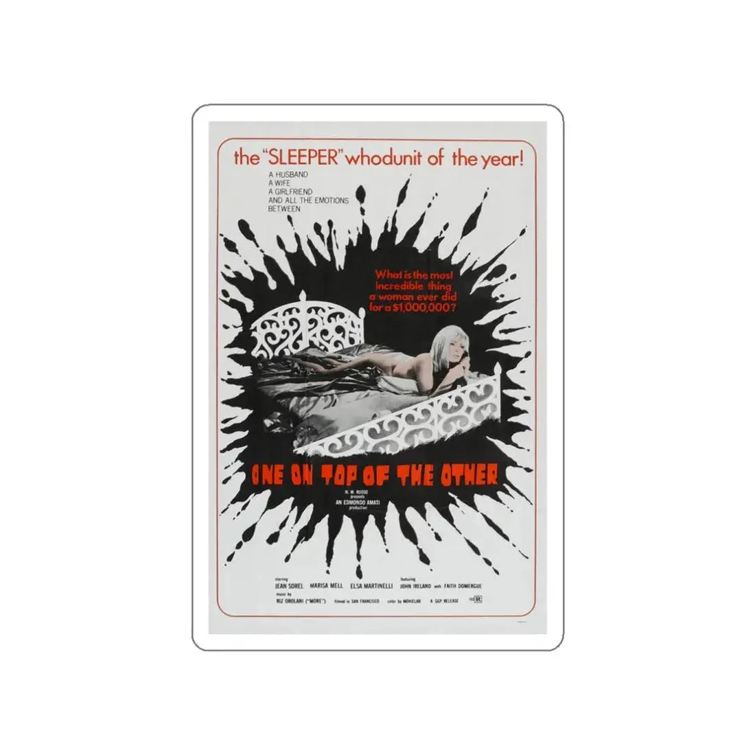 ONE ON TOP OF THE OTHER 1969 Movie Poster STICKER Vinyl Die-Cut Decal - The Sticker Space