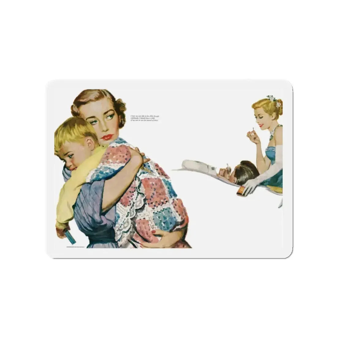 One Sunny Day, McCalls magazine Illustration, 1952 (Magazine Illustration) Refrigerator Magnet 2 Inch - The Sticker Space