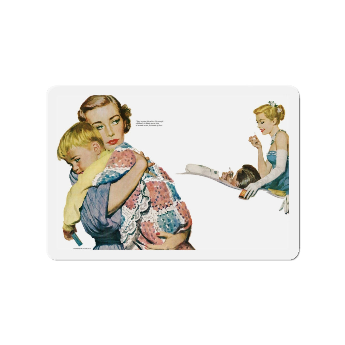 One Sunny Day, McCalls magazine Illustration, 1952 (Magazine Illustration) Refrigerator Magnet-3" x 3"-The Sticker Space