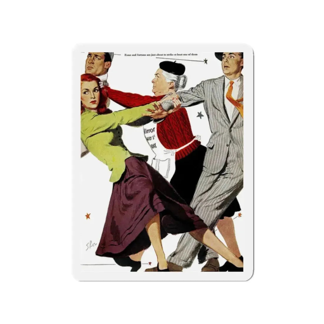 One Thing In Common, Good Housekeeping, January 1949 (Magazine Illustration) Refrigerator Magnet 2 Inch - The Sticker Space