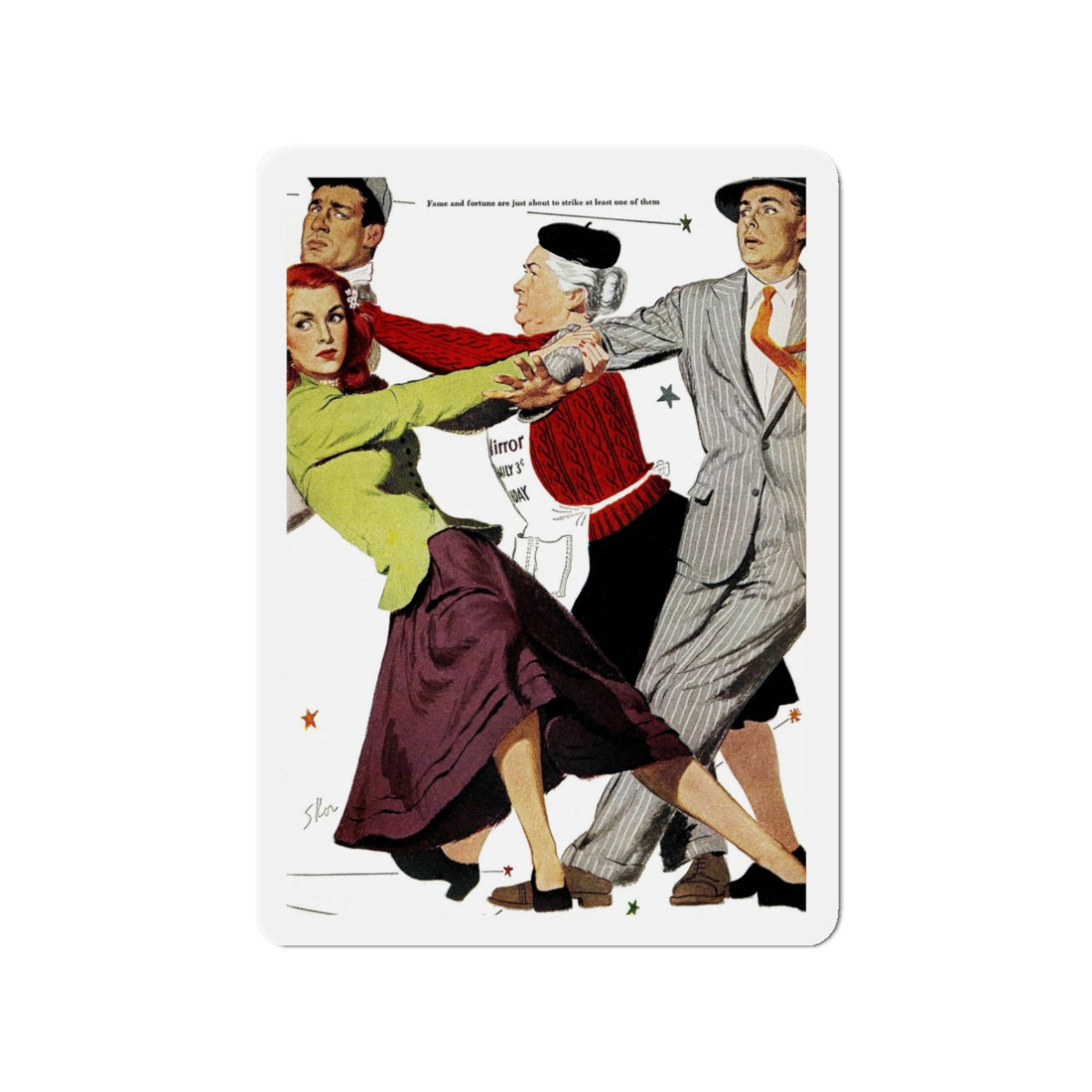 One Thing In Common, Good Housekeeping, January 1949 (Magazine Illustration) Refrigerator Magnet-3" x 3"-The Sticker Space