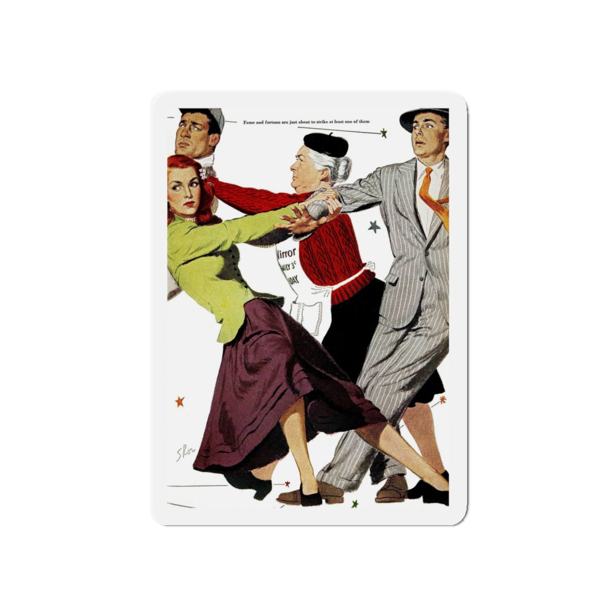 One Thing In Common, Good Housekeeping, January 1949 (Magazine Illustration) Refrigerator Magnet-5" x 5"-The Sticker Space