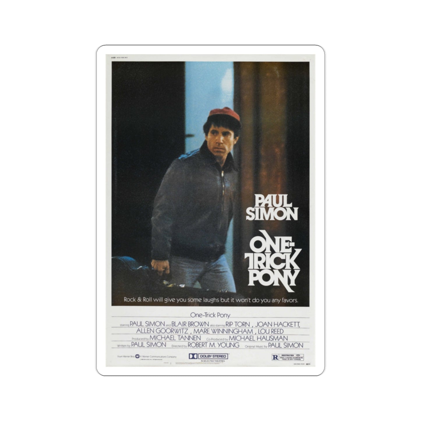 One Trick Pony 1980 Movie Poster STICKER Vinyl Die-Cut Decal-2 Inch-The Sticker Space