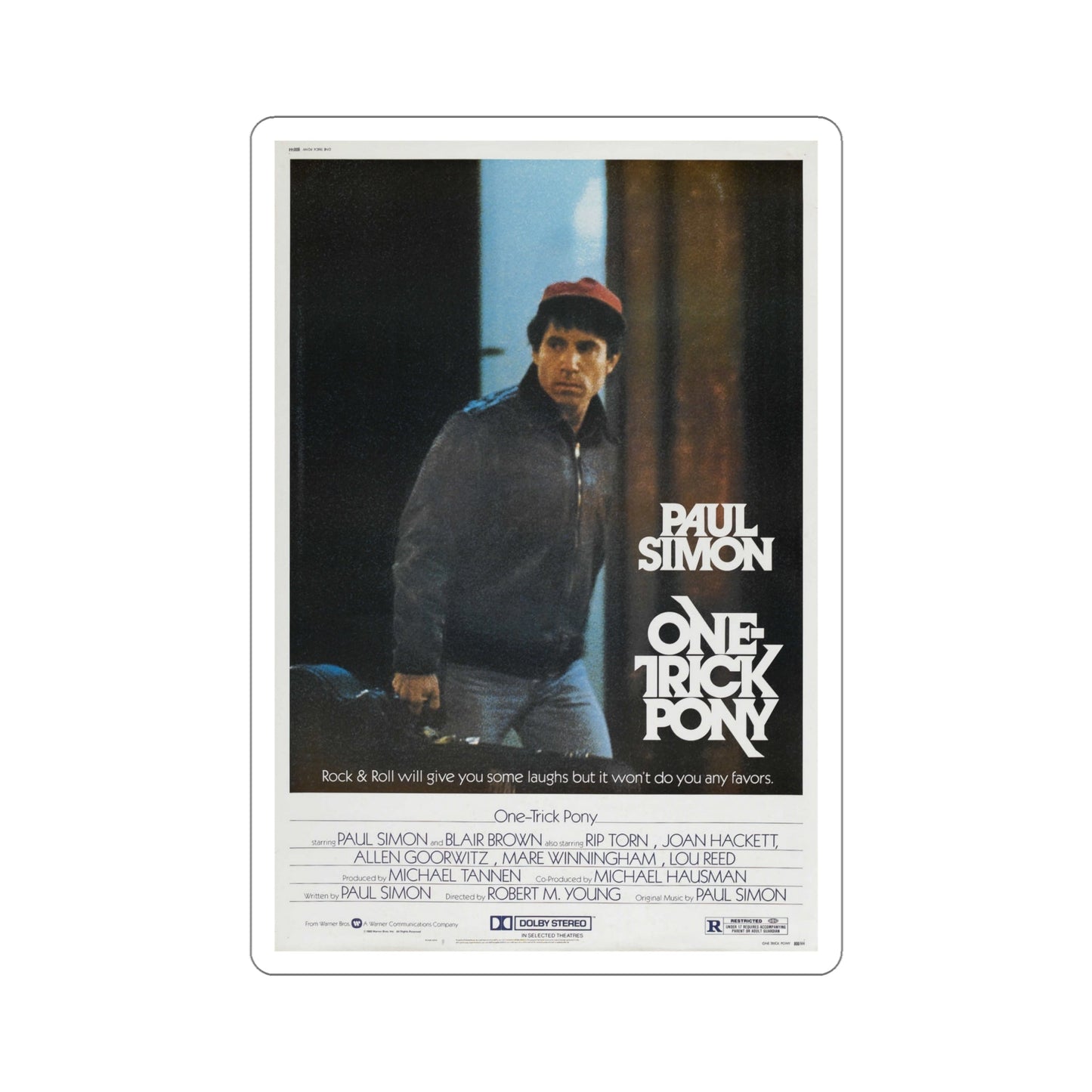 One Trick Pony 1980 Movie Poster STICKER Vinyl Die-Cut Decal-6 Inch-The Sticker Space