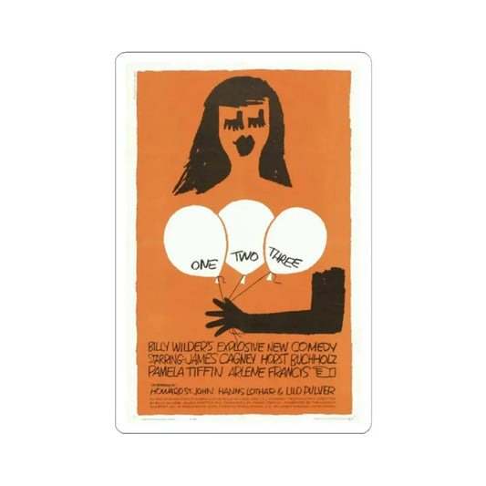 One Two Three 1961 Movie Poster - STICKER Vinyl Kiss-Cut Decal 2 Inch White - The Sticker Space