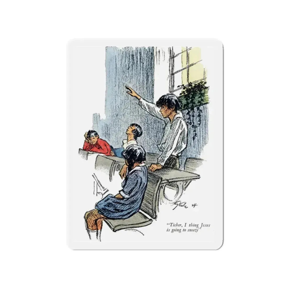 One Uses the Handkerchief (2), Woman's Home Companion, November 1924 (Magazine Illustration) Refrigerator Magnet 2 Inch - The Sticker Space