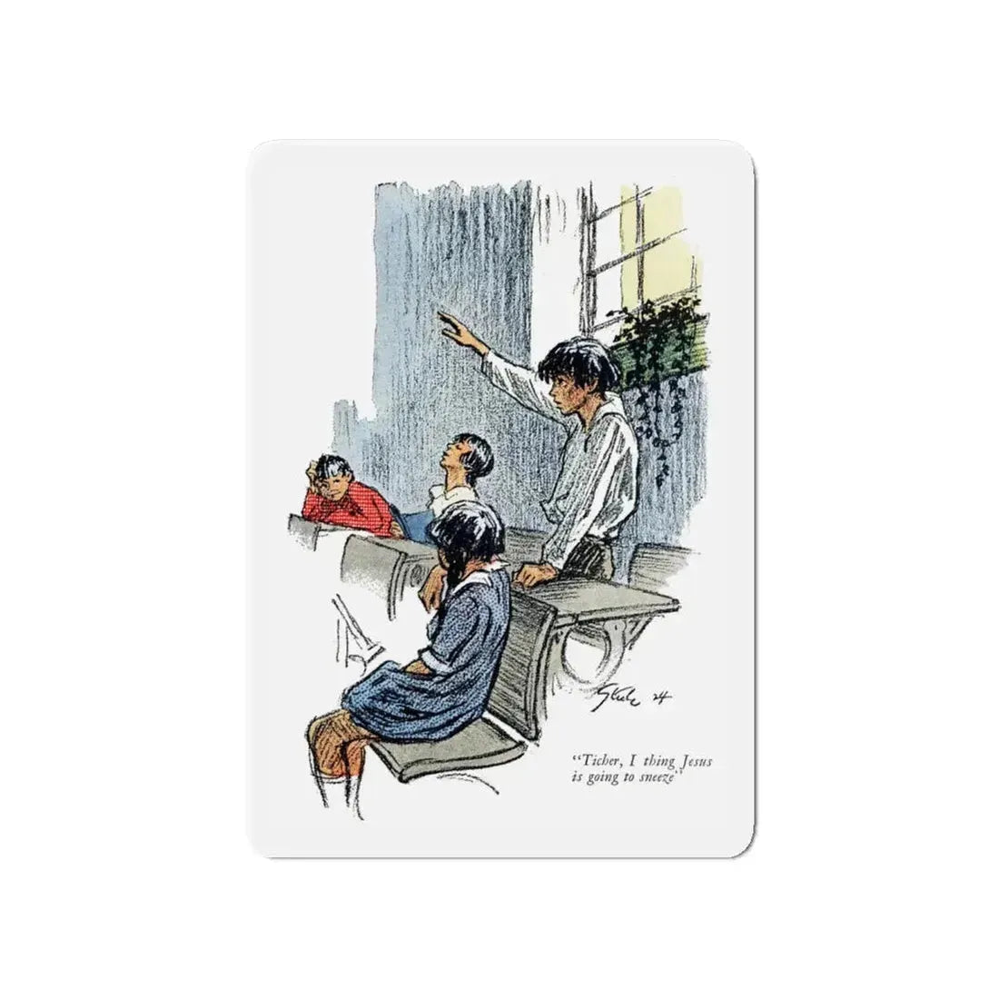 One Uses the Handkerchief (2), Woman's Home Companion, November 1924 (Magazine Illustration) Refrigerator Magnet 4 Inch - The Sticker Space