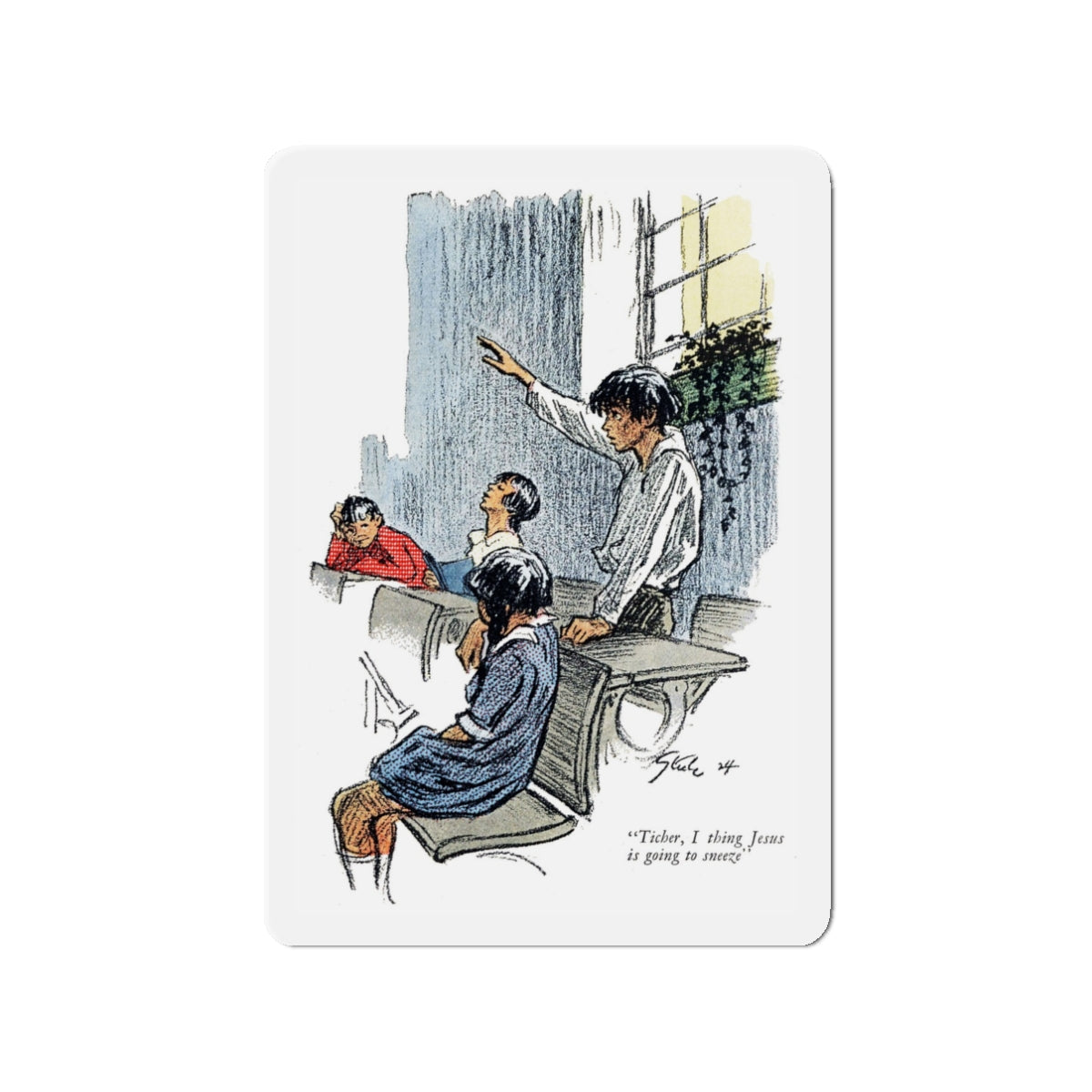 One Uses the Handkerchief (2), Woman's Home Companion, November 1924 (Magazine Illustration) Refrigerator Magnet-3" x 3"-The Sticker Space