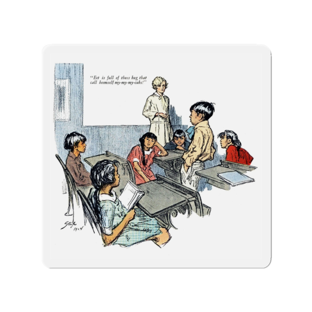 One Uses the Handkerchief (3), Woman's Home Companion, November 1924 (Magazine Illustration) Refrigerator Magnet-2" x 2"-The Sticker Space