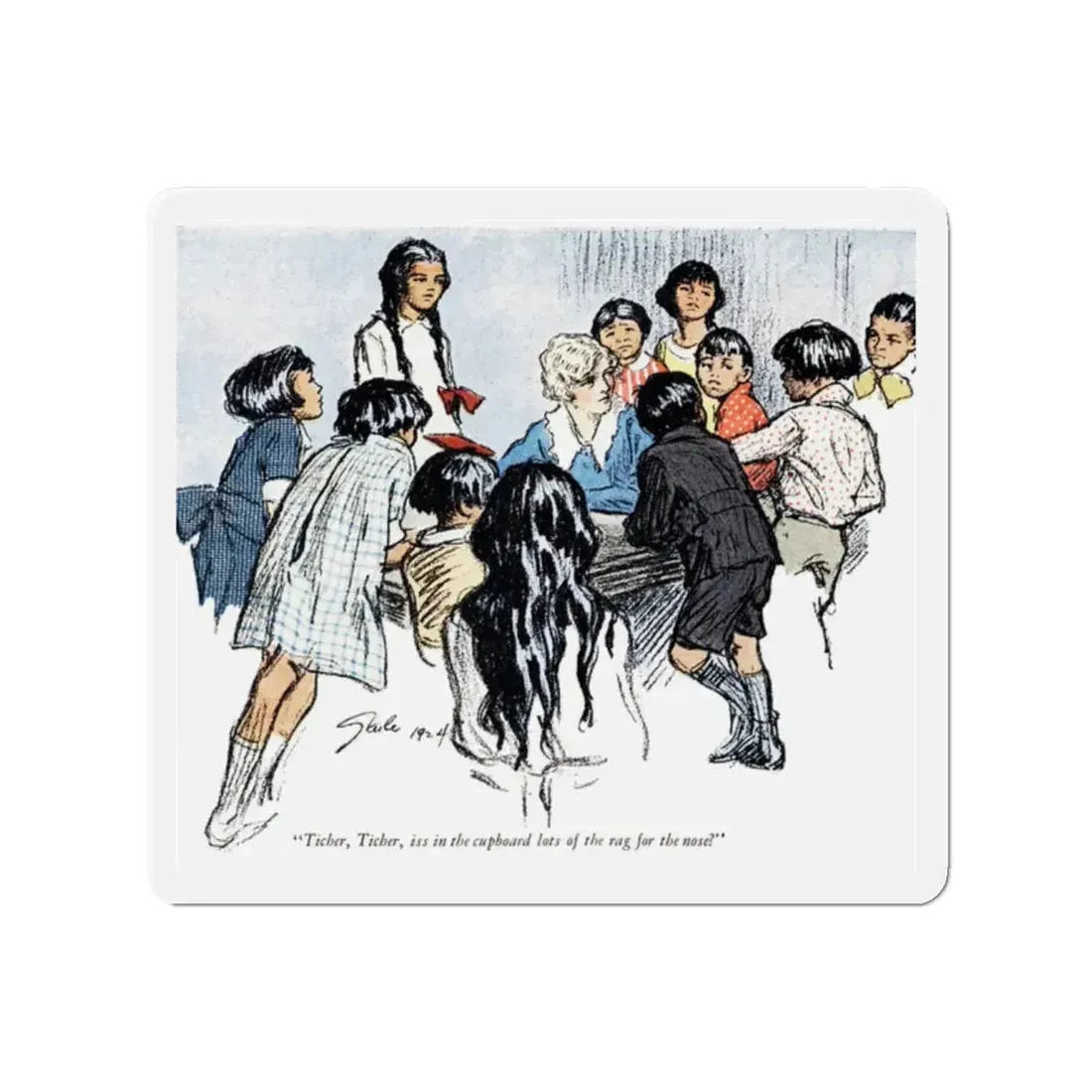 One Uses the Handkerchief (4), Woman's Home Companion, November 1924 (Magazine Illustration) Refrigerator Magnet 2 Inch - The Sticker Space