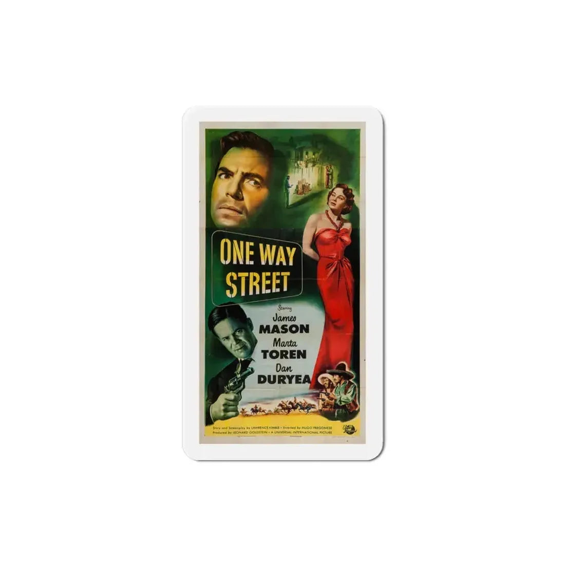One Way Street 1950 Movie Poster Refrigerator Magnet 3 Inch - The Sticker Space