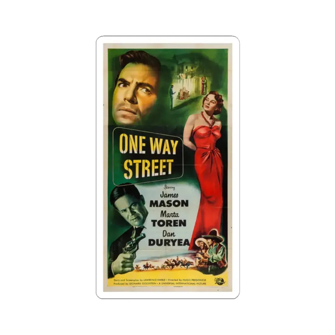 One Way Street 1950 Movie Poster - STICKER Vinyl Kiss-Cut Decal 2 Inch White - The Sticker Space