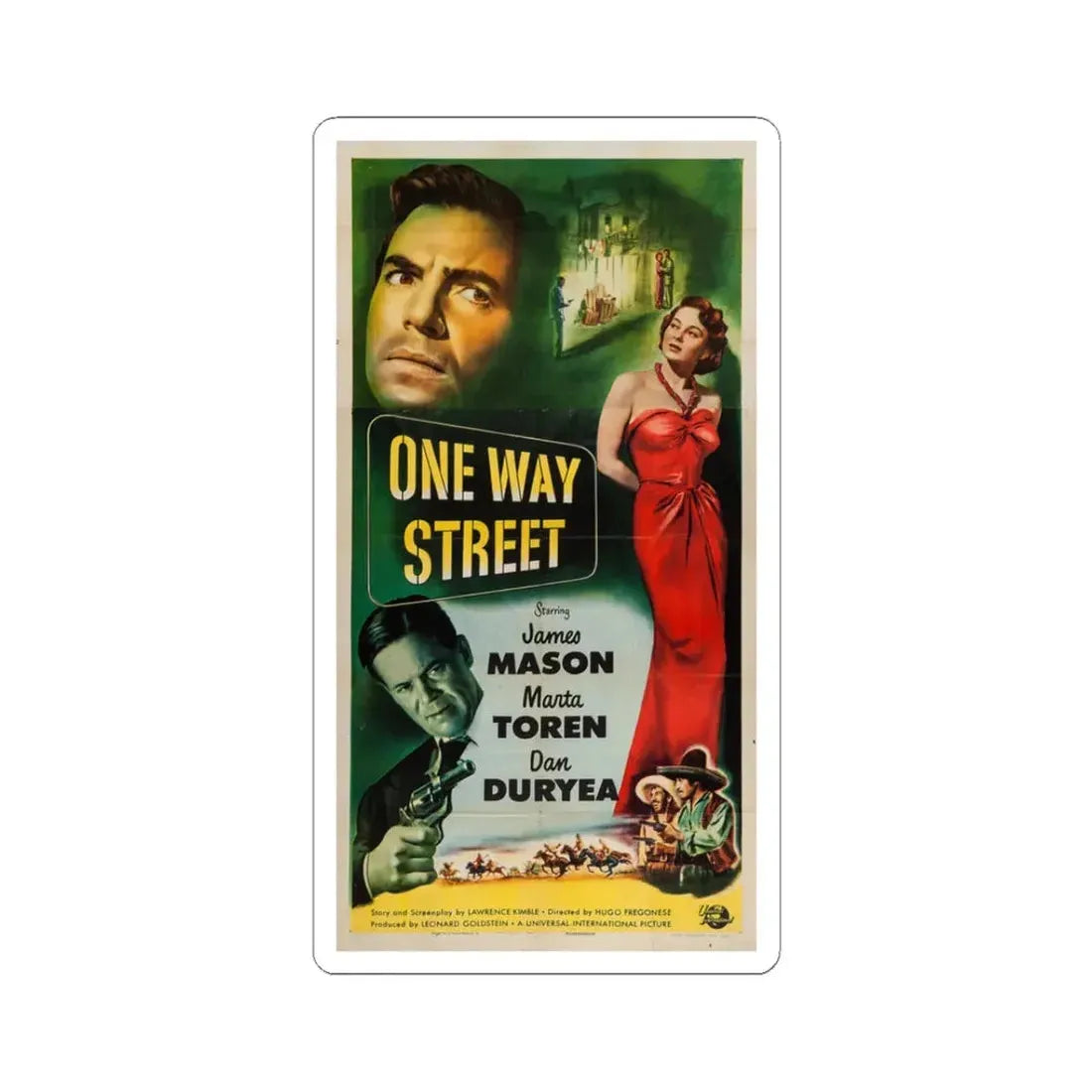 One Way Street 1950 Movie Poster - STICKER Vinyl Kiss-Cut Decal 3 Inch White - The Sticker Space