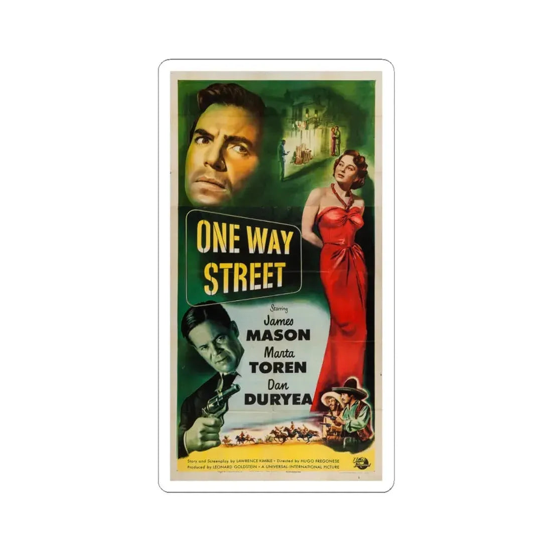 One Way Street 1950 Movie Poster - STICKER Vinyl Kiss-Cut Decal 4 Inch White - The Sticker Space