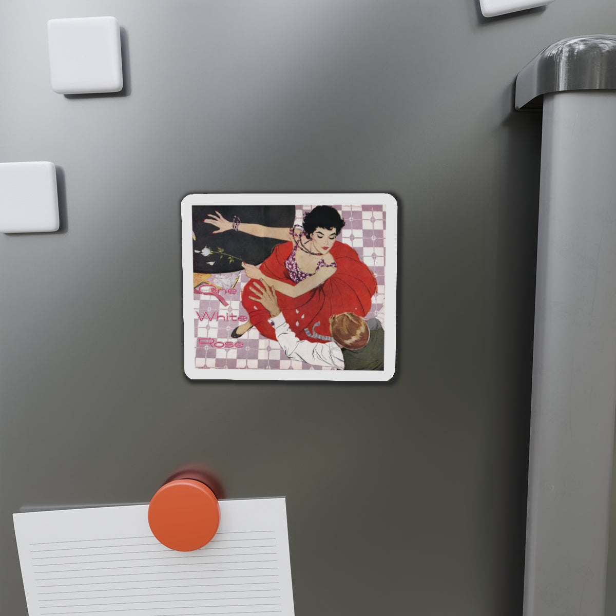 One White Rose (1), Cosmopolitan, June 1955 (Magazine Illustration) Refrigerator Magnet-The Sticker Space