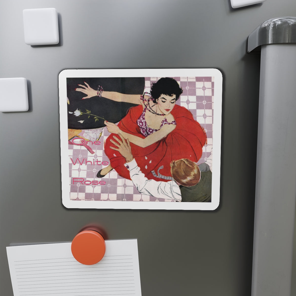 One White Rose (1), Cosmopolitan, June 1955 (Magazine Illustration) Refrigerator Magnet-The Sticker Space