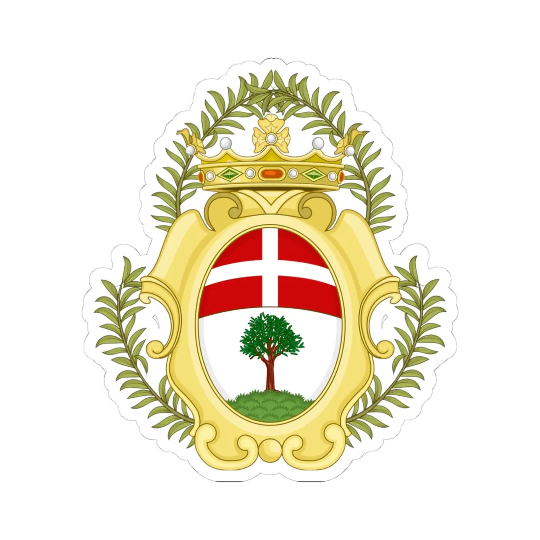Oneglia-Stemma 2 (Italy) (Coat of Arms) STICKER Vinyl Kiss-Cut Decal 4 Inch White - The Sticker Space