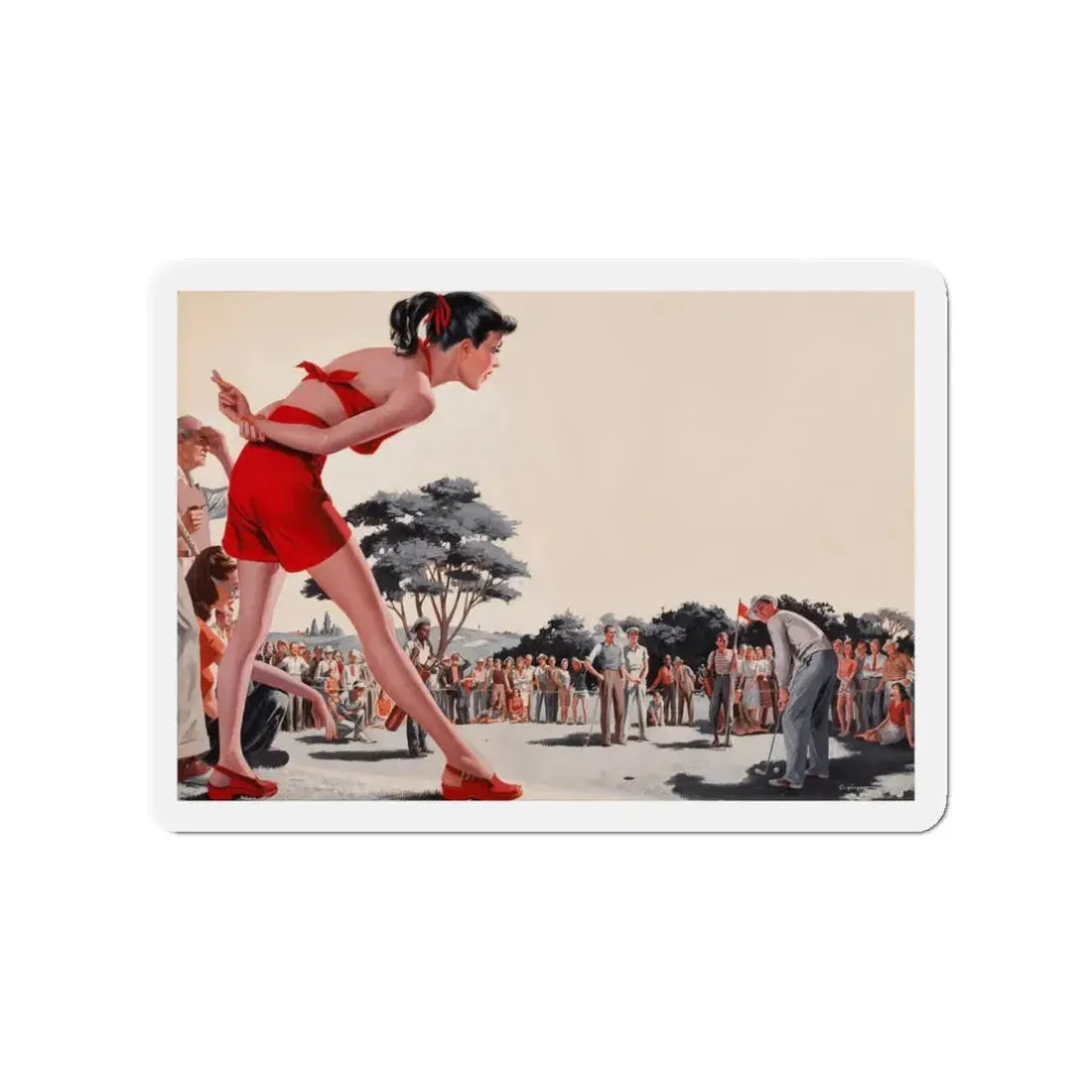 Onlookers (Magazine Illustration) Refrigerator Magnet 3 Inch - The Sticker Space