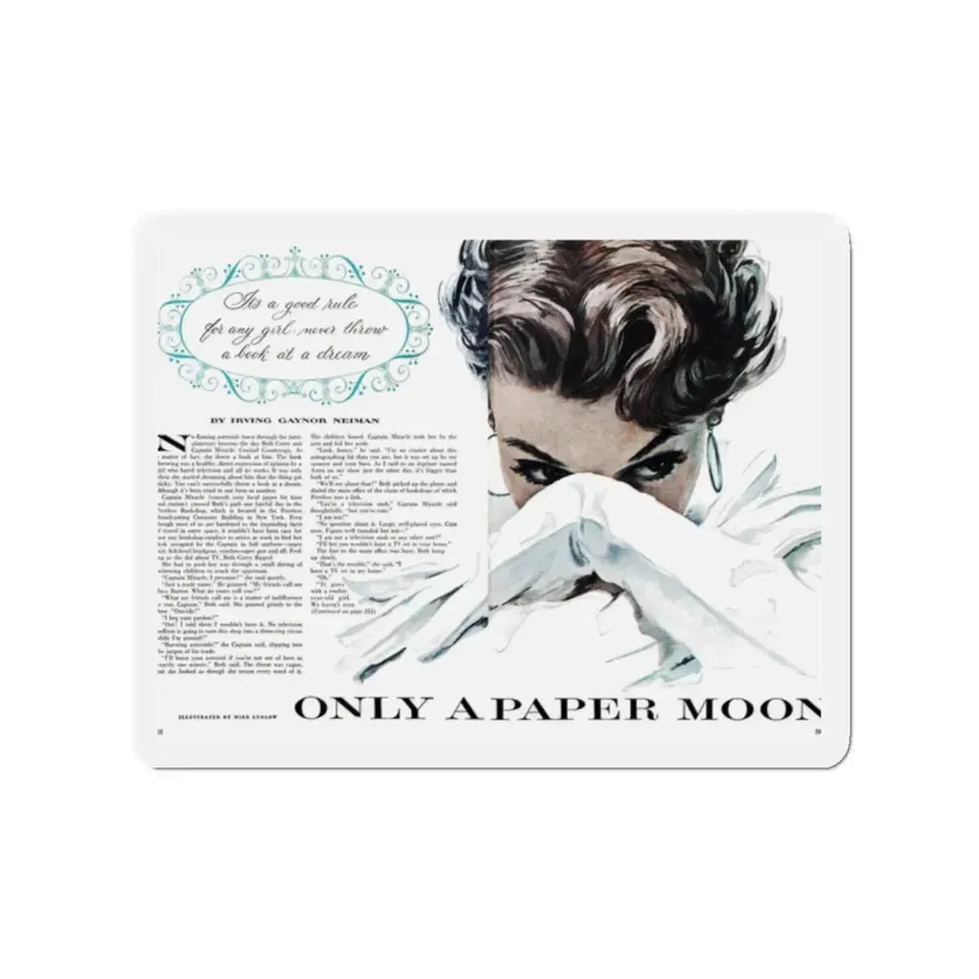 Only A Paper Moon, Good Housekeeping, October 1953 (Magazine Illustration) Refrigerator Magnet 2 Inch - The Sticker Space