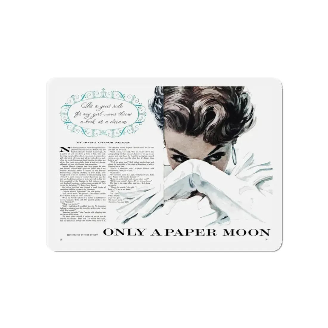Only A Paper Moon, Good Housekeeping, October 1953 (Magazine Illustration) Refrigerator Magnet 4 Inch - The Sticker Space