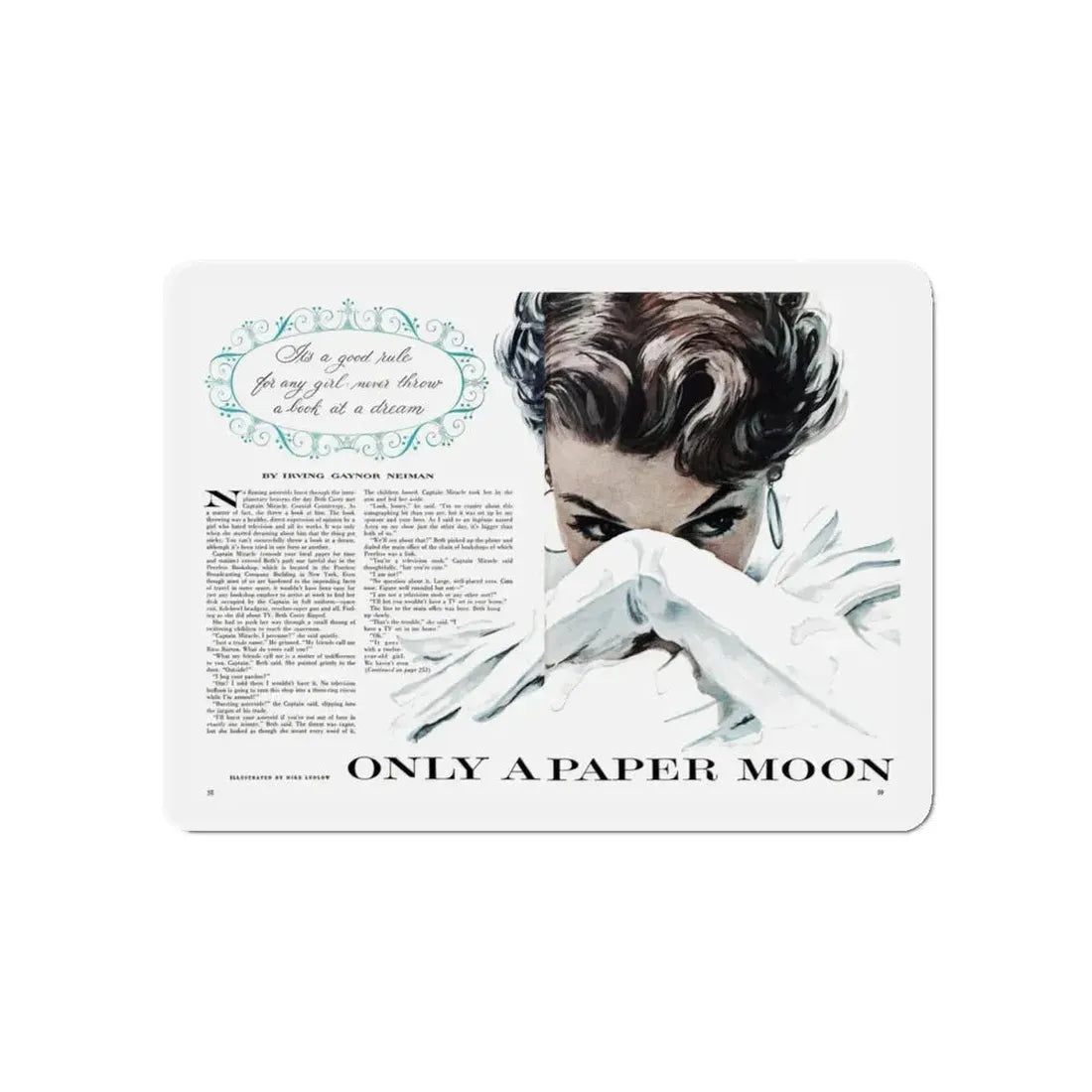 Only A Paper Moon, Good Housekeeping, October 1953 (Magazine Illustration) Refrigerator Magnet 5 Inch - The Sticker Space