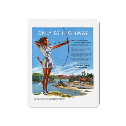 Only By Highway (1), Greyhound advertisement, 1946 (Magazine Illustration) Refrigerator Magnet - The Sticker Space
