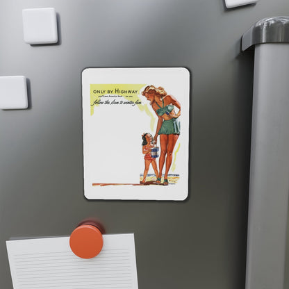 Only By Highway (2), Greyhound advertisement, 1946 (Magazine Illustration) Refrigerator Magnet-The Sticker Space