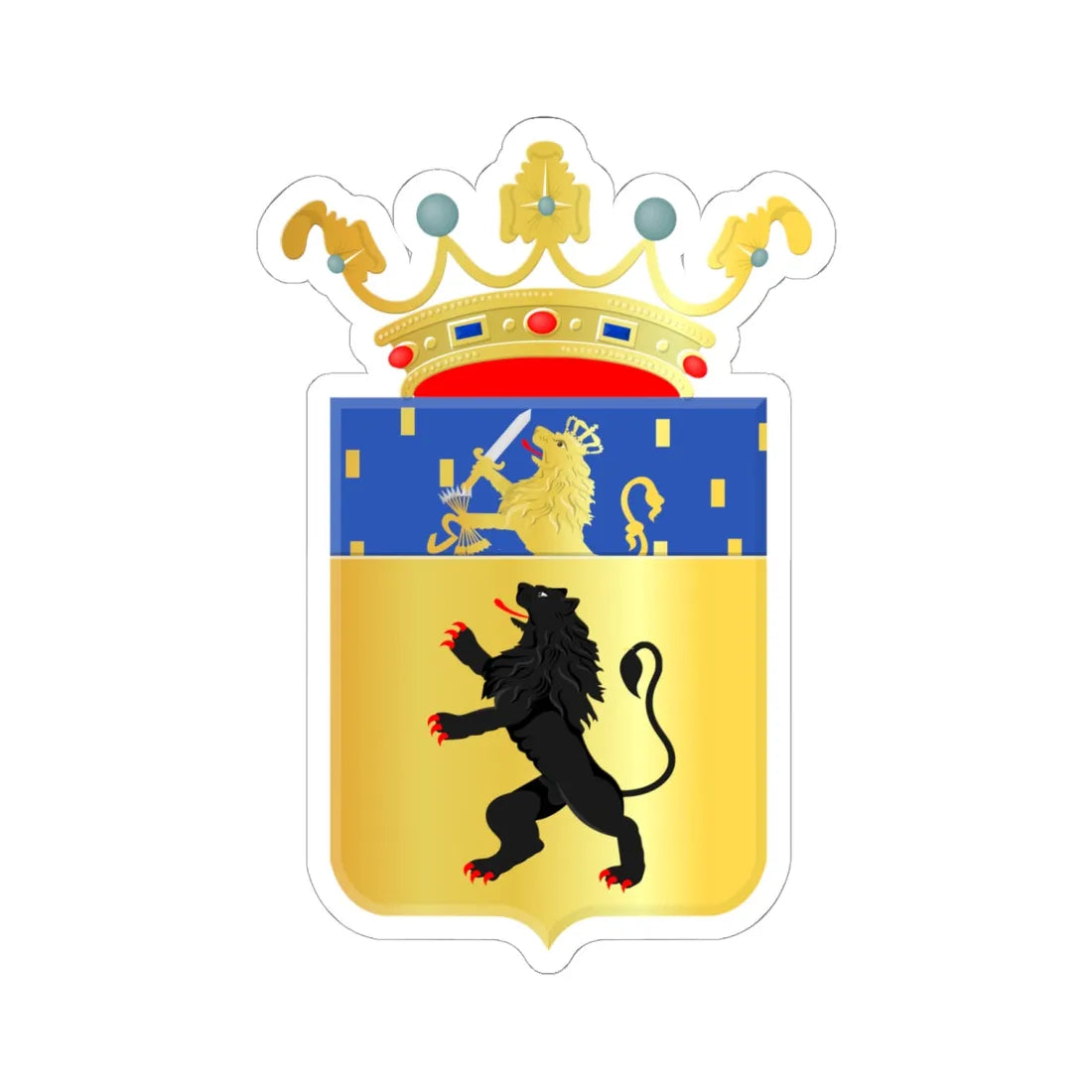 Oost Vlaanderen provinciewapen 1820 HRvA (Belgium) (Coat of Arms) STICKER Vinyl Kiss-Cut Decal 6 Inch White - The Sticker Space