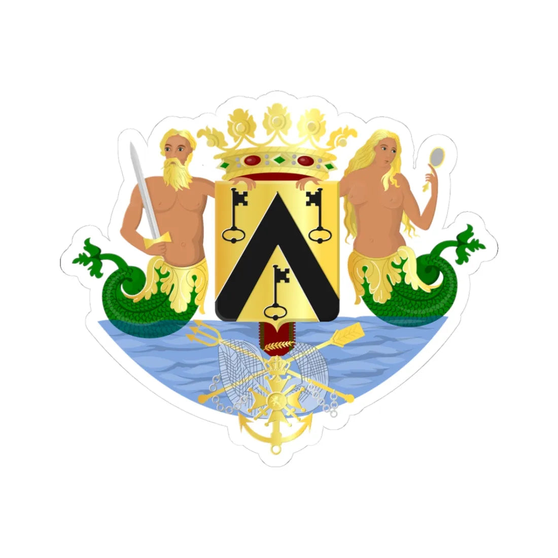 Oostende wapen (Belgium) (Coat of Arms) STICKER Vinyl Kiss-Cut Decal 3 Inch White - The Sticker Space