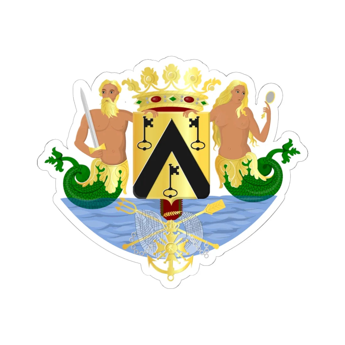 Oostende wapen (Belgium) (Coat of Arms) STICKER Vinyl Kiss-Cut Decal 6 Inch White - The Sticker Space