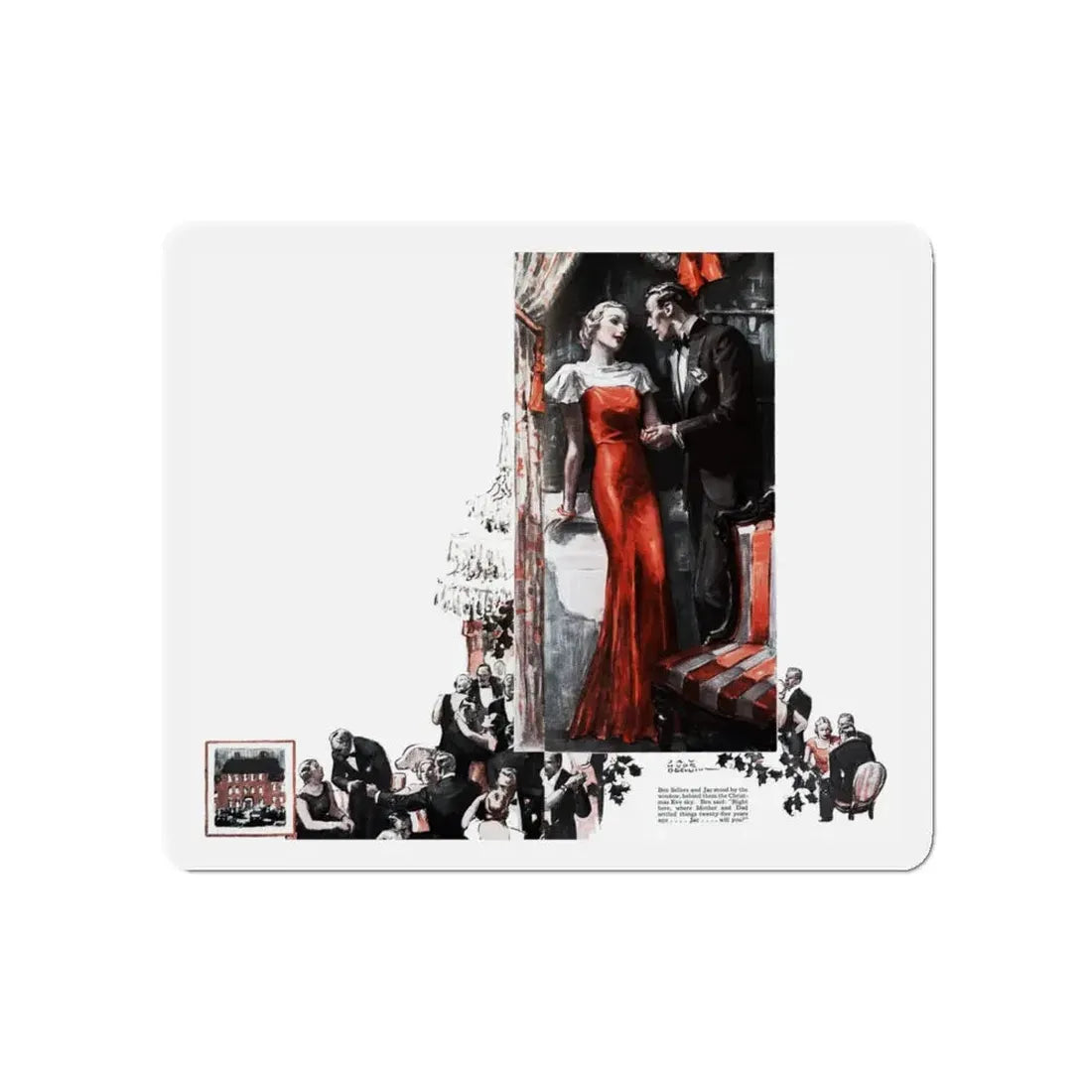 Open Doors, Good Housekeeping, December 1933 (Magazine Illustration) Refrigerator Magnet 5 Inch - The Sticker Space